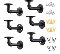 6 PCS Pipe Shelf Bracket，Industrial Floating Shelf Bracket Heavy Duty Plumbing Pipe Shelf for Scaffold Board Wall Mounted, Black