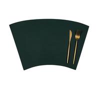 6 Pcs Placemats Christmas, Easter Placemats Set Leather 17x11Inch Sector Double-Sided Dark Green Beige