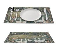 6 PCS Placemats Set PVC Vinyl Woven Table Mats Heat-Resistant Farmhouse Place Mat Non-Slip Washable Old English Garden Woven Placemats for Dining Table Kitchen Weddings Party Decor