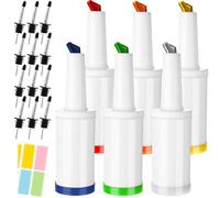 6 Pcs Plastic Bar Juice Pour Bottles with Stainless Steel Liquor Bottle Pourers 34 Oz Juice Dispensers Store and Pour Containers for Bar Home Bartending Party