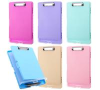 6 Pcs Plastic Clipboard with Storage Colored A4 Nursing Heavy Duty Clip Board Folder Waterproof Clipboard Case Box with Pen Holder Side-Opening Nursing Clip Board for Office School Nurses Teacher