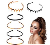 6 Pcs Plastic Headbands for Women, 2 Zig Zag Headbands and 4 Thin Hair Bands, Non-Slip Grip Accessories for Women's, Girls, Fine & Thick Hair
