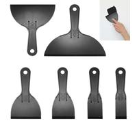 6 Pcs Plastic Scraper Tool, Black Wall Filler Tool, Flexible Plastic Scrapers, Filler Spreader Set, Paint Putty Scrapers Tools for Spackling Patching Decals Wallpaper Remover Sticker