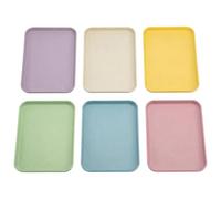 6 Pcs Plastic Trays for Food Serving, 30.5x22cm Non-Slip Serving Trays, Colourful Reusable Dinner Trays for Tea Coffee Snacks Drinks, Kitchen Serving Trays Dishes & Platters Set (6 Colours)