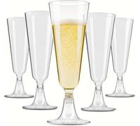 6 Pcs Plastic Unbreakable Champagne Flutes| Champagne Glasses Stemware| Reusable Acrylic Toasting Champagne Goblets|Prosecco Mimosa Cocktail Flutes Glass for Wedding Birthday Christmas Party（ 6 OZ）