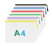 6 PCS Plastic Wallet A4 Zip Wallets Lock Waterproof Clear Bags