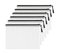 6 PCS Plastic Wallet A4 Zip Wallets Lock Waterproof Clear Bags