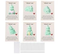 6 Pcs Pocket Hug, Pocket Hug Gift for Friends, DIY Dinosaur Pocket Hug Cards with Bags and Dot Stickers, Emotional Support Gift for Anxiety Relief, Long Distance Relationship, Back to School