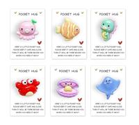 6 Pcs Pocket Hug, Pocket Hugs for Friends Lovers, Marine Animal Series Keepsake Ornament, Thinking of You Gifts with Cards, Positive Good Luck Gifts for Birthday Wedding Valentines Christmas