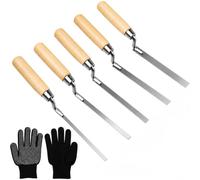 6 Pcs Pointing Tool Set, Pointing Trowel with Gloves, Tuck Pointer with Wooden Handle for DIY, Bricklayer Brickwork Repointing and Gap Filling Tools