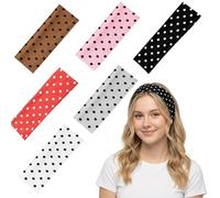 6 Pcs Polka Dot Headband, Stretchy Headbands for Women, Fabric Headbands with Spotty Print, Soft Hair Bands for Yoga, Workout