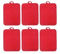 6 PCS Pot Holders 7x9 Inch Heat Insulation Pot Holders for Kitchen Non-slip Hot Pads and Oven Mitts with Hanging Ring for Kitchen Barbeque Baking Cooking, Red, Christmas Decorations