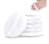 6 Pcs Powder Puff 3.15 Inch Powder Puff for Body Powder Large Ultra Soft Velour Body Powder Puff Round Velour Powder Puff with Ribbon Loose Powder Puff for Woman Gril Make up (White)