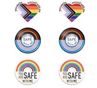 6 Pcs Pride Badges, Rainbow Pride Pin You are Safe with Me Enamel Pins Rainbow Lapel Pins Supports Badge Pins (6 Pcs)