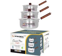 6 Pcs Prima Saucepan Cookware Set Silver with Lid & Handle Home Kitchen Steel Cooking Pot Chef Healthy Food Cooker 18|20|22cm UK Free P&P