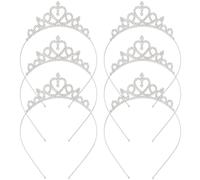 6 PCS Princess Crown Tiara Crystal Rhinestone Bridal Wedding Headband Queen Tiara for Girl Women Prom Pageants Birthday Party Halloween Christmas Goddess Hair Accessories Mother's Day Gift (Silver)