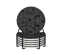 6 Pcs Programmer Programming Code Ceramic Coasters With Holder Best Absorbent Drink Coasters Round Shape Ceramic Table Coasters Set Decorative Coffee Cup Beverage Coasters Wine Beer Bar Coasters