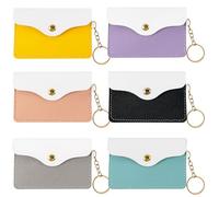 6 PCS PU Leather Birth Control Pill Case, Wallet Pill Holder, Contraceptive Medicine Holder with Snap Closure and Keyring, Sleeve Packet for Pill Card Organizer (Multicolor)