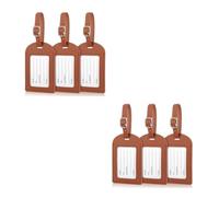 6 Pcs PU Leather Luggage Tags with Writable Cards | Front Window, Adjustable Strap, Secure Buckle Attachment, Smooth Surface, Suitable for Duffel Bags and Bus Travel
