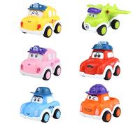 6 Pcs Pull Back Boys Racing Cartoon Truck Car Set Cars with Cranes - 1 Year Old Toddler Gifts