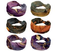 6 PCS Pumpkin Fall (6) Women Headbands Wide Hair Wrap Extra Turban Head Bands for Lady Large Sport Workout Stretch Non-slip Big Hair Bands