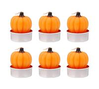 6 Pcs Pumpkin Tea Light Candle Halloween Creative Candles Handmade Smokeless Candles Decorative Pumpkin Candles with Base Paraffin Wax Candles for Halloween Party Birthday Wedding Table Decoration