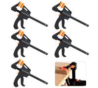 6 Pcs Quick Grip Clamps, 4 Inch F Wood-Clamps Ratchet Bar-Clamp, Jaws Ratchet Bar Clamp,One Handed Quick Release-Clamp Tool Set for Woodwork & Craft, DIY Clamping
