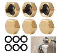 6 PCS Radiator Valve Caps, 1/2 inch Radiator Caps, Brass Blanking Cap, Hex Brass Female Blanking Stop Cap, Plumbing Fittings for Washing Machine Radiator Valve faucets Tap