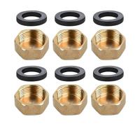 6 Pcs Radiator Valve Caps,Blanking Cap for Washing Machine,Plug,Brass Hose End Female Thread with 6pcs Sealing Washer for Clips,Durable Pack of for Plumbing Solutions,Hex Stop,Nut for Faucets Tap