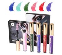 6 Pcs Rainbow Colorful Mascara Set - Smudge-Proof Waterproof Eyelashes Set Nice Halloween Xmas Gift for Women Girls 4D Fiber Lash Lengthening