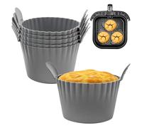 6 PCS Ramekins for Air Fryer - Air Fryer Egg Mould Even Heat Distribution, Large Muffin Cases, Reusable Silicone Muffin Moulds for Oven Microwave, Heat-Resistant & Easy to Clean Round Fryer Ramekins