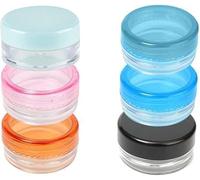 6 Pcs Random Color Mini Round Plastic Cosmetic Container Jars,Small Reusable Plastic Cream Sample Mini Round Empty Bottle Jar Pot Cosmetic Container Stylish,Refillable Containers（5g）