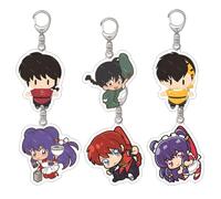 6 Pcs Ranmas-1/2 Keychain Anime Figure Ranma-Tendou Akane Keyring Pendant Ranmas-1/2 Acryl Chain Decor Ranmas-1/2 Merch Collection