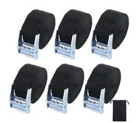 6 Pcs Ratchet Straps with 1 Drawstring Bag Set, Ratchet Tie Down Straps, Adjustable Securing Straps with Buckles, Lashing Belts, Roof Rack Straps for Motorcycle, Trucks, Luggage 2.5 * 200cm (Black)