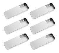 6 Pcs Rectangular Tin Box, Mini Portable Tin Container Metal Storage Box Solid Perfume Container Glue Containers Bushcraft Gear Tins Can Bobby Pin Holder for Home Lip Balm Storage Diy Use (Silver)