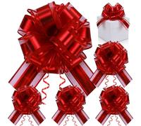 6 Pcs Red Bows for Gift Wrapping,Big Bow for Present,Large,for Presents,Ribbon,Large Pull, Matte Bouquets,for Wedding Christmas Birthday Party Baskets Valentine's Day Flower Boxes Decoration