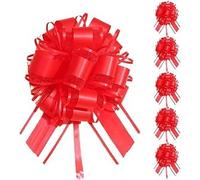 6 PCS Red Pull Bows for Gift Wrapping Wrap Gift Bows Bow for Gifts Baskets Ribbon Birthday Bows for Gift Wrapping Bows Supplies Pull String Bows for Christmas Tree Gift Cabinet Bows for Presents