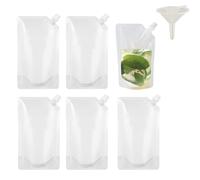 6 pcs Refillable Drink Pouches for Festivals Clear Travel Plastic Drinks Flasks Cruise Kit Reusable Alcohol Liquor Juice Bags Drink Container Party Halloween Cold Beverage