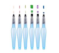 6 Pcs Refillable Watercolour Brush Pens - 155 mm Water Paint Brushes with Refillable Reservoir - Water Brushes with Fine, Medium and Large Tips for Watercolour Painting and Sketching (Oval Blue)