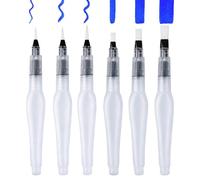 6 Pcs Refillable Watercolour Brush Pens - 155 mm Water Paint Brushes with Refillable Reservoir - Water Brushes with Fine, Medium and Large Tips for Watercolour Painting and Sketching (Oval White)