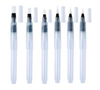 6 Pcs Refillable Watercolour Brush Pens Set - Multi-Tip Water Brush with Fine, Medium & Large Tips, Easy-Fill Water Reservoir for Watercolor Painting, Calligraphy, Sketching & Travel