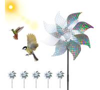 6 PCS Reflective Bird Repellent Windmil Repellent Pinwheel Scare Birds Silver Reflective Pigeon Deterrent Windmills Sparkly Spinners to Keep Birds Away from Your House Window Garden Farm Crops Fruits