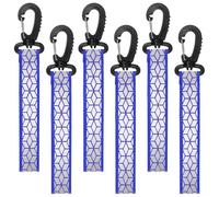 6 PCS Reflective Straps, Blue Reflective Backpack Tags Bicycle Reflectives Pendant Glow in the Dark Keychain Safety Night Reflector Pendants for Clothes Cycling Walking Running Climbing Camping