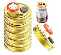 6 Pcs Regular Mouth Liquid Culture Lids Wheat Jar Lid with 0.2 Micron PTFE Syringe Filter and 20mm Self Healing Injection Ports for Growing Mycology