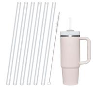 6 Pcs Replacement Cup Straw, 1 Pc Straw Cleaning Brush Reusable Straw for Designated Water Cup Compatible Reusable Clear Straws with Special Compatibility Plastic Straws for Travel Water Bottle