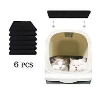 6 PCS Replacement Filter for Cat Litter box Square Shape Carbon Filters for Hooded Cat Litter Tray Toilet Pan Odor Control