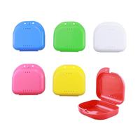 6 Pcs Retainer Case Denture Box with Vent Holes, Colour Mouth Guard Case Teeth Container for Household, Travel, Office, Sports Dental Appliances