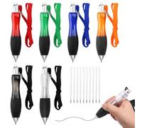6 PCS Retractable Shuttle Pens with 10 PCS Black Ink Refills and 39cm Lanyard 1.0mm Portable Big Fat Heavy Weighted Ballpoint Pens Multipack Wide Easy Grip Pens Stationery for Arthritis and Tremors