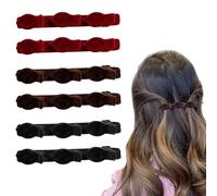 6 PCS Retro Braided Hair Clips for Women,Multi-layer Hollow Braid Clips with Flocking Texture,Nonslip Hair Accessories,for Thick Thin Hair (Red,Black,Coffee)