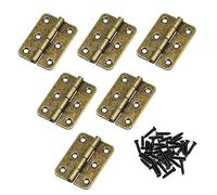 6 pcs Retro Door Hinges 2 inch Ancient Bronze Folding Butt Hinges Thickened Timber Door Hinge with 38 PCS Antique Hinge Screws for Home Furniture Hardware Cabinet Closet Drawer Wood Box